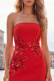 Pink Strapless Corset Appliqued Bodycon Homecoming Dress