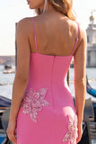 Black Corset Bodycon Spaghetti Straps Appliqued Homecoming Dress
