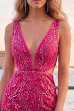 V-Neck Green Cut Out Bodycon Homecoming Dress With Beading