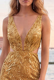 V-Neck Green Cut Out Bodycon Homecoming Dress With Beading