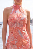 Halter Mint Green Floral Sparkly Bodycon Homecoming Dress