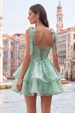 Corset Pink A Line Square Neck Homecoming Dress With Beading