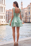 Corset Lilac A Line Square Neck Homecoming Dress With Beading