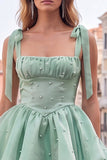 Corset Lilac A Line Square Neck Homecoming Dress With Beading