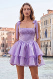 Corset Pink A Line Square Neck Homecoming Dress With Beading