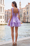 Corset Lilac A Line Square Neck Homecoming Dress With Beading