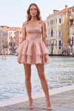 Corset Lilac A Line Square Neck Homecoming Dress With Beading