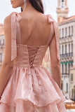 Corset Lilac A Line Square Neck Homecoming Dress With Beading