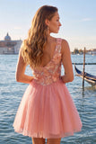V-Neck Floral Sparkly Yellow A Line Homecoming Dress