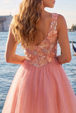 V-Neck Floral Sparkly Yellow A Line Homecoming Dress