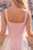 Black White Square Neck A Line Homecoming dress