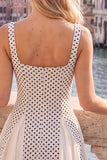 Black White Square Neck A Line Homecoming dress