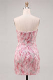 Pink Strapless Bodycon Sparkly Homecoming Dress