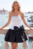 Red and Pink Beaded Strapless A Line Homecoming Dress With Bow