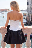 Red and Pink Beaded Strapless A Line Homecoming Dress With Bow