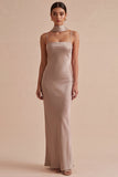 Spaghetti Straps Mermaid Dusty Rose Maxi Dress With Scarf