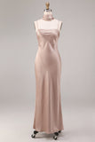 Spaghetti Straps Mermaid Dusty Rose Maxi Dress With Scarf