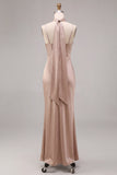 Spaghetti Straps Mermaid Dusty Rose Maxi Dress With Scarf