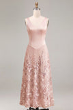 Pink V-Neck Corset Sequins A Line Wedding Guest Dress