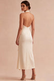 Halter Apricot Mermaid Ruched Wedding Guest Dress