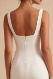Square Neck Bodycon Corset Little White Dress With 3D Flower