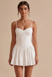 A Line Spaghetti Straps Simple Little White Dress