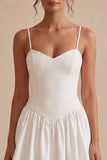 A Line Spaghetti Straps Simple Little White Dress