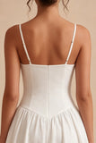 A Line Spaghetti Straps Simple Little White Dress