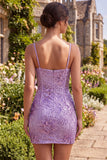 Corset Plum Bodycon Sequins Homecoming Dress With Bows