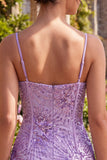 Corset Plum Bodycon Sequins Homecoming Dress With Bows
