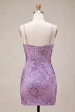 Corset Plum Bodycon Sequins Homecoming Dress With Bows