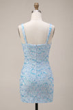 Sweetheart Sky Blue Sparkly Bodycon Homecoming Dress
