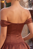 Off The Shoulder A Line Desert Rose Homecoming Dress With Bow