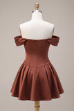Off The Shoulder A Line Desert Rose Homecoming Dress With Bow
