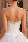 White Strapless Corset A Line Homecoming Dress With 3D Flowers