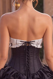 Strapless Corset Black A Line Tiered Homecoming Dress