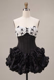 Strapless Corset Black A Line Tiered Homecoming Dress