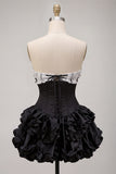 Strapless Corset Black A Line Tiered Homecoming Dress