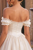 Off The Shoulder Corset A Line White Homecoming Dress With 3D Flower