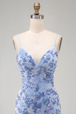 Beaded Bodycon V-Neck Blue Homecoming Dress