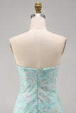 Strapless Floral Beaded Green Bodycon Homecoming Dress