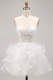 Corset White A Line Lace Homecoming Dress With Beading