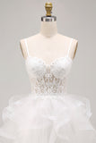 Corset White A Line Lace Homecoming Dress With Beading