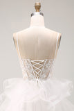 Corset White A Line Lace Homecoming Dress With Beading