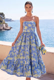 Strapless Brocade Dark Green A Line Midi Wedding Guest Dress