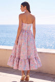 Strapless Brocade Dark Green A Line Midi Wedding Guest Dress