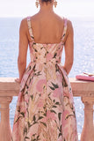 Square Neck Yellow A Line Brocade Midi Wedding Guest Dress