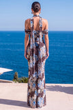 Floral Green Cold Shoulder Sheath Maxi Wedding Guest Dress