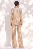 Champagne 2 Piece Shawl Lapel Sparkly Women Suits