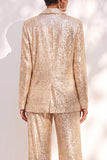 Champagne 2 Piece Shawl Lapel Sparkly Women Suits